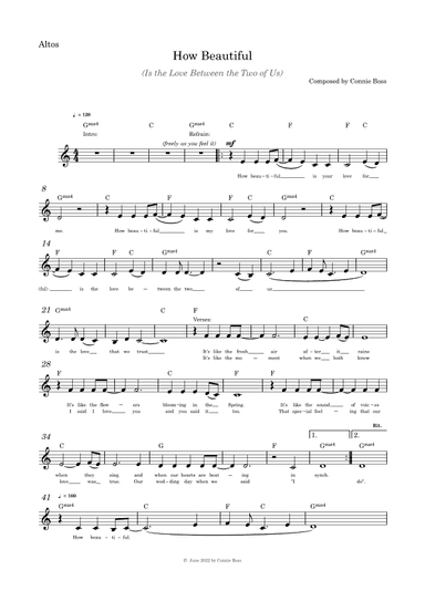 How Beautiful (Is the Love Between the Two of Us) - Love/Wedding song - solo and guitar chords