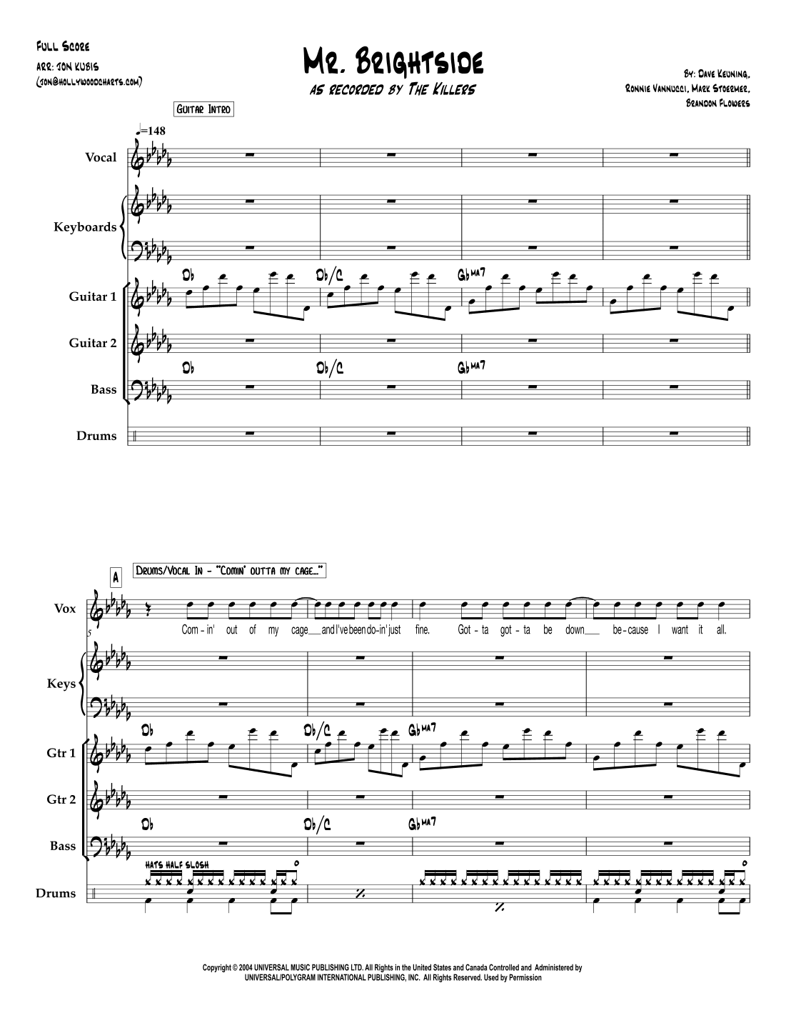 Mr. Brightside (arr. Jon Kubis)