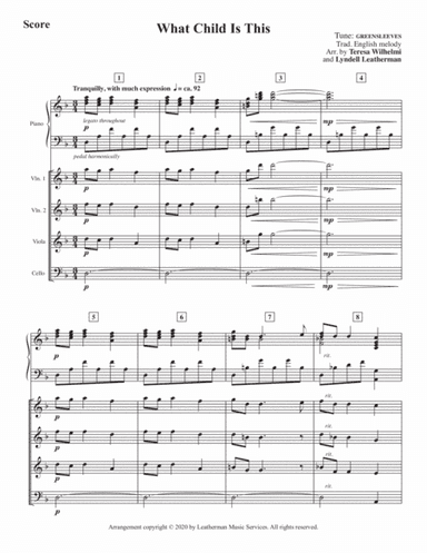 What Child Is This--String Quartet and Piano (arr. Teresa Wilhelmi and Lyndell Leatherman)