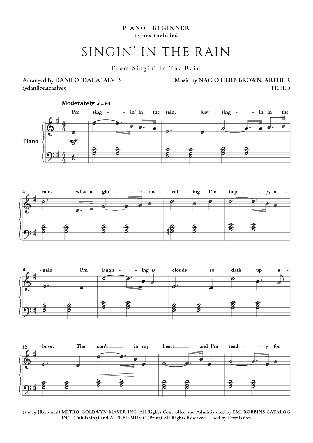 Singin' In The Rain (arr. Danilo "Daca" Alves)