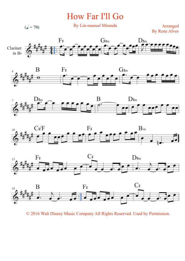 How Far I'll Go (arr. By Rene Alves)