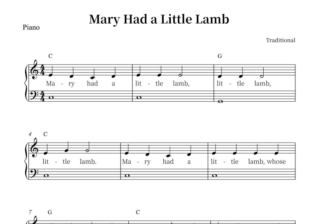 Mary Had A Little Lamb - Piano Solo (arr. Wesley S. SIlva)