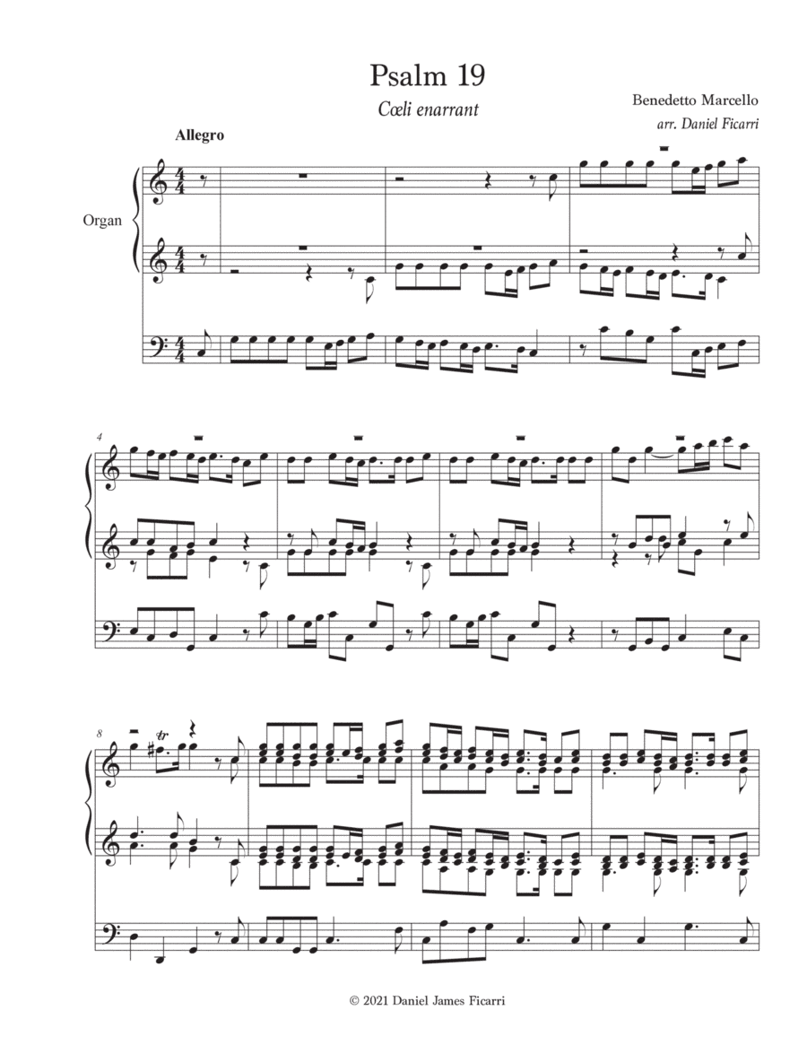 Psalm 19 - "The Heavens Declare the Glory of God" (Organ Solo) (arr. Daniel James Ficarri)