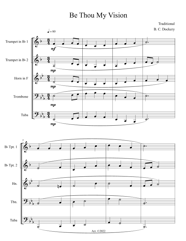 Be Thou My Vision (Brass Quintet) (arr. B. C. Dockery)