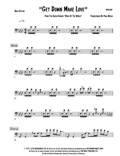 Get Down, Make Love (arr. P Welsh)