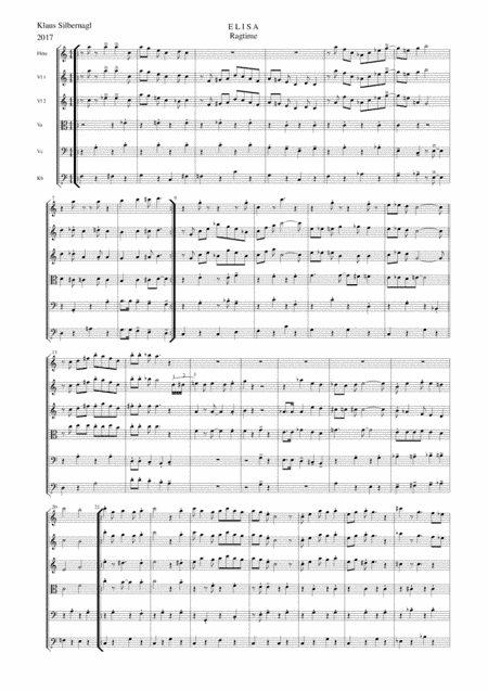 ELISA, Ragtime for String Orchestra and Optional Flute