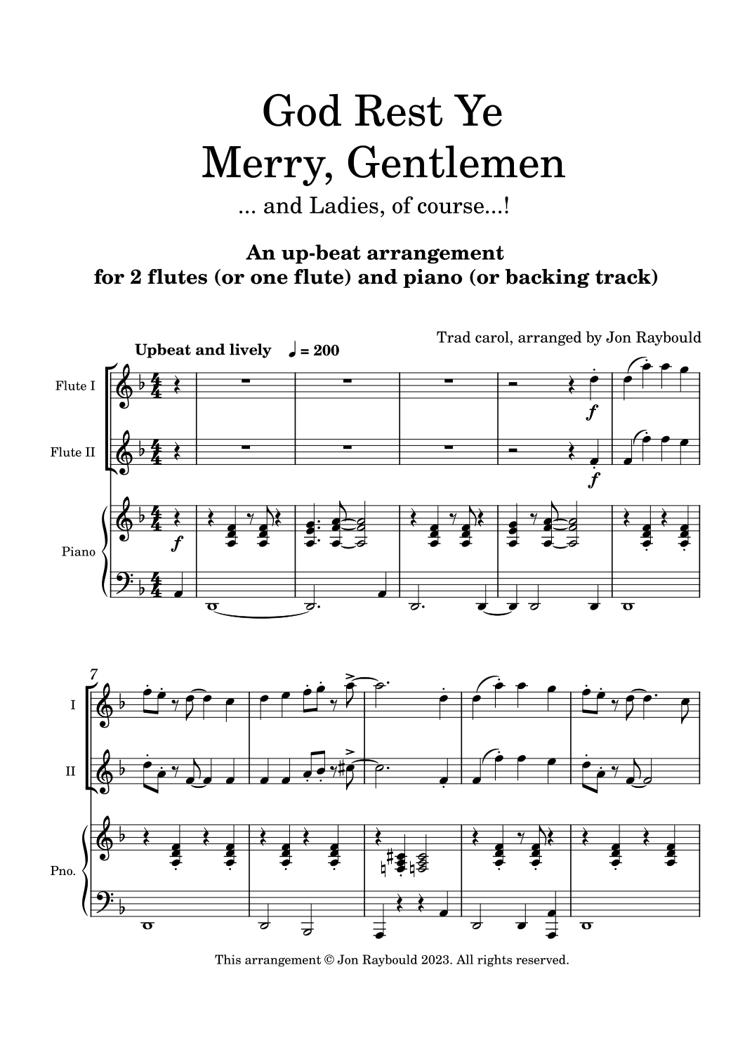 God Rest Ye Merry, Gentlemen (and Ladies, of course) ! (arr. Jon Raybould)