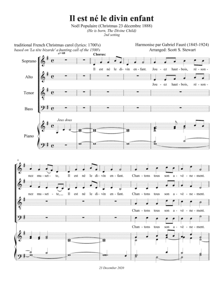 Il est né le divan enfant (French Christmas Carol) (arr. Scott S. Stewart)