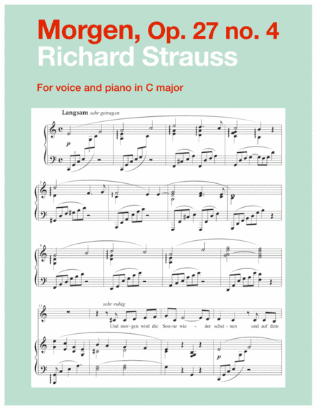 Morgen, Op. 27 no. 4 (C major) (arr. Art Song Transpositions)