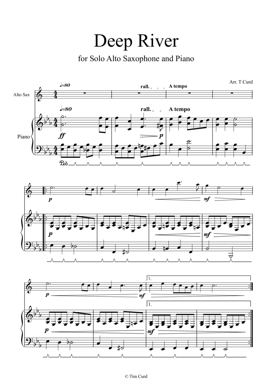 Deep River for Solo Alto Saxophone and Piano (arr. Tim Curd)