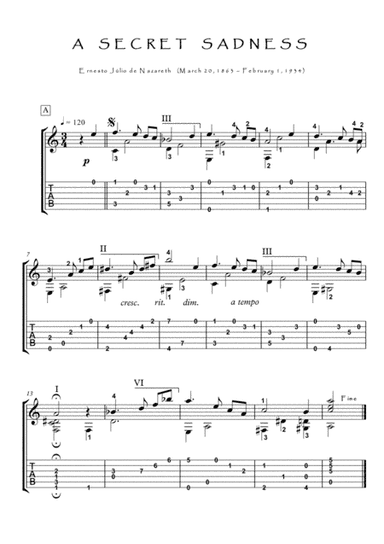 Dor Secreta guitar fingerstyle solo (arr. PianoSheetNow)