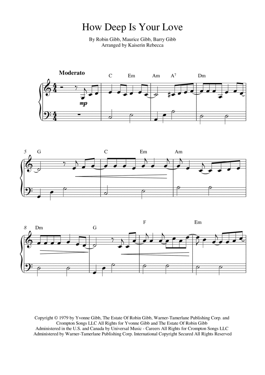 How Deep Is Your Love (arr. Kaiserin Rebecca)