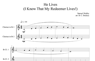 He Lives (Clarinet Duet) (arr. B. C. Dockery)