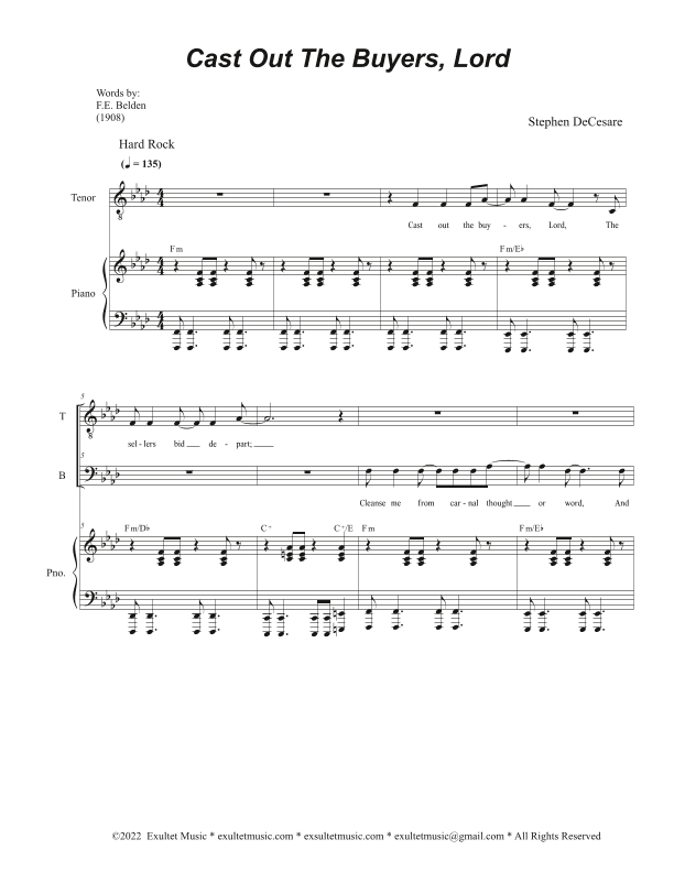 Cast Out The Buyers, Lord (Duet for Tenor and Bass solo) (Easy Vocal Duet Version)
