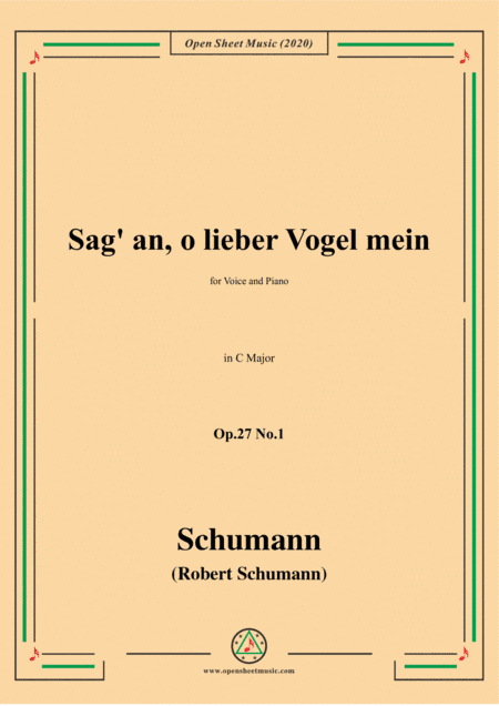 Schumann-Sag' an,o lieber Vogel mein,Op.27 No.1,in C Major (arr. MSM)