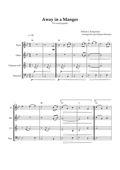 Away in a Manger for Wind Quartet (arr. JPS Edições Musicais)
