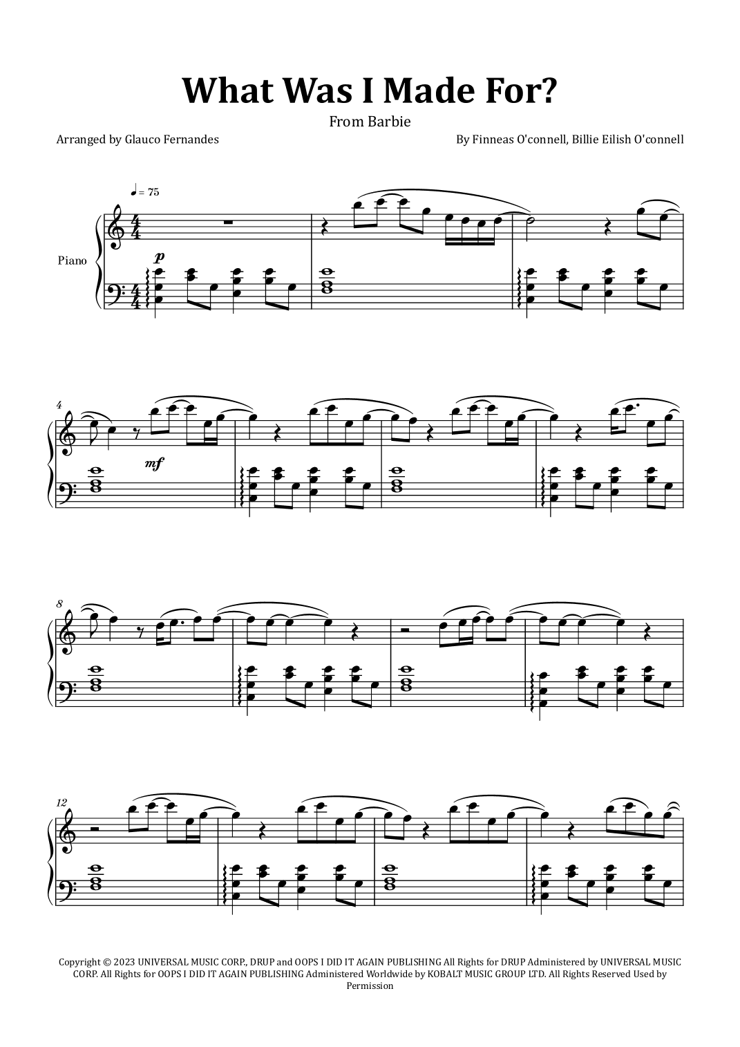 What Was I Made For? (arr. Glauco Fernandes)
