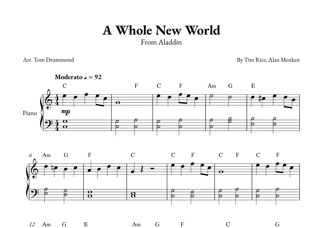 A Whole New World (arr. Tom Drummond)