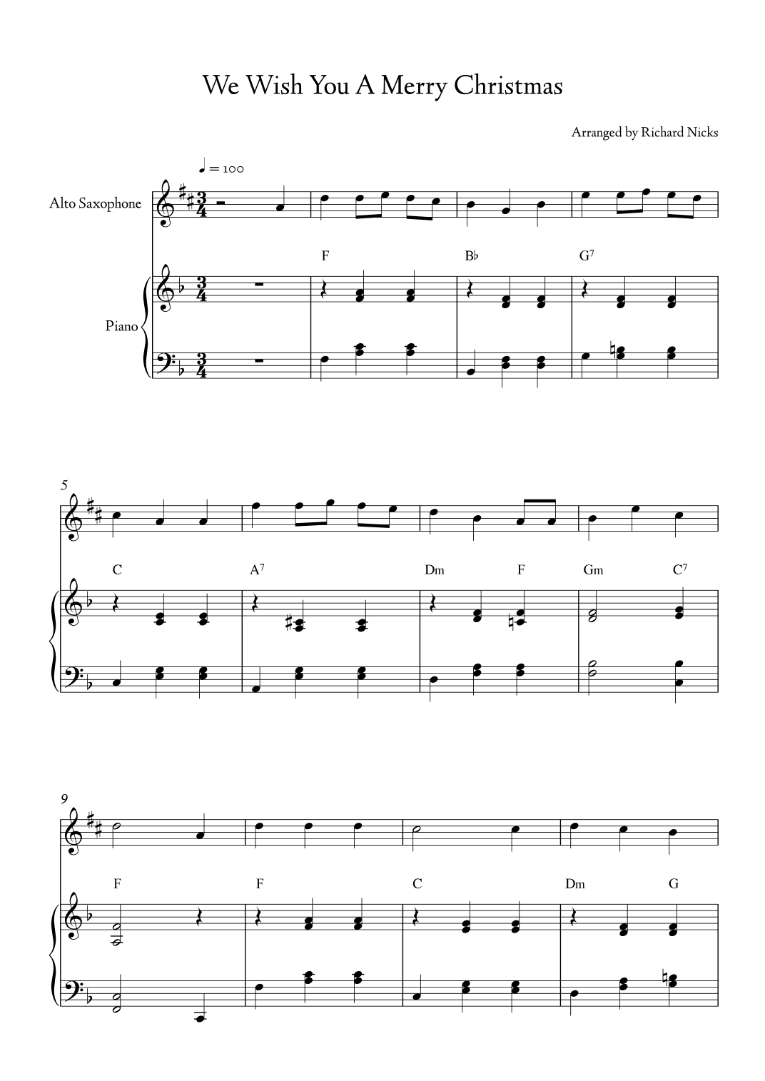 We Wish You a Merry Christmas (arr. Richard Nicks)