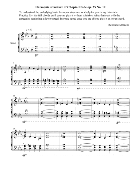 Chopin Etude op. 25 No 12 - Harmonic structure for practicing (arr. Reimund Merkens)