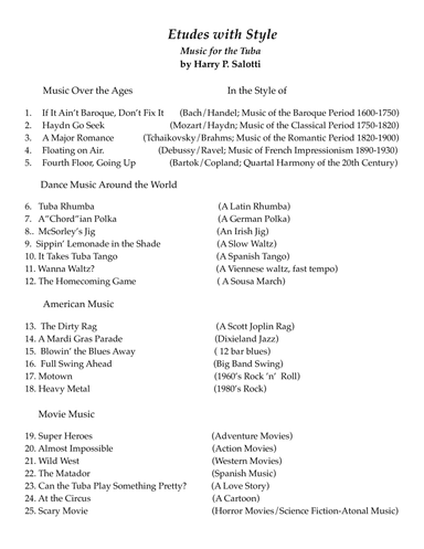 Etudes with Style Music for the Tuba