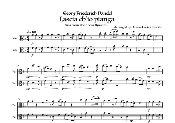 Handel - Lascia ch'io pianga for Viola Duet (arr. Nicolas Ernesto Cortes Castillo)