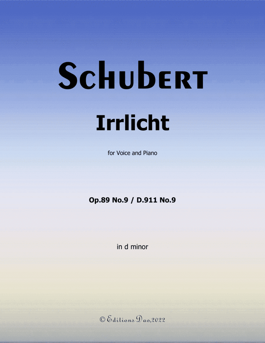 Irrlicht, by Schubert, in d minor (arr. Editions Dao)