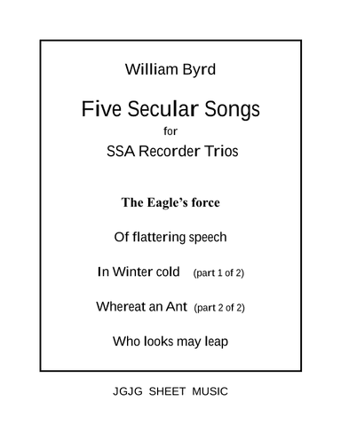Five Byrd Songs for SSA Recorder Trios (arr. John Geohegan)