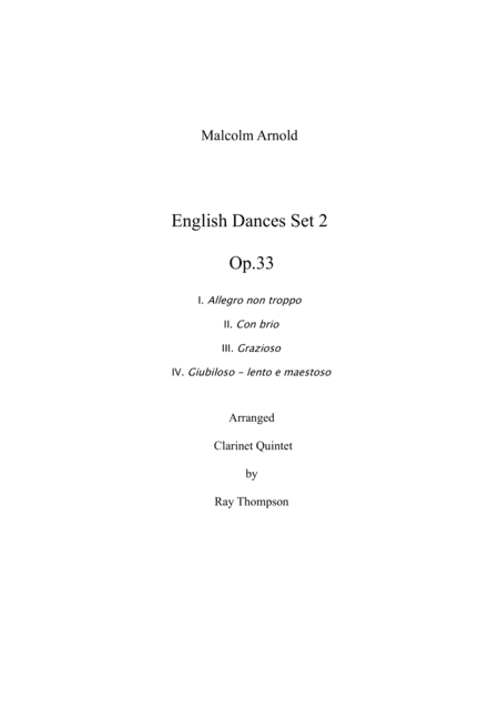 English Dances, Set 2, Op. 33: No. 4. Giubiloso - Lento E Maestoso (arr. Ray Thompson)