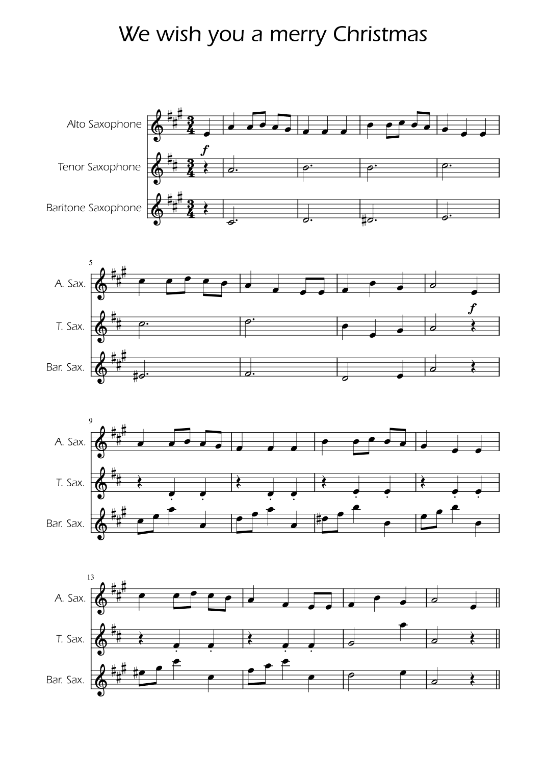 We Wish You a Merry Christmas - Sax Trio (arr. Ygor Nunes)