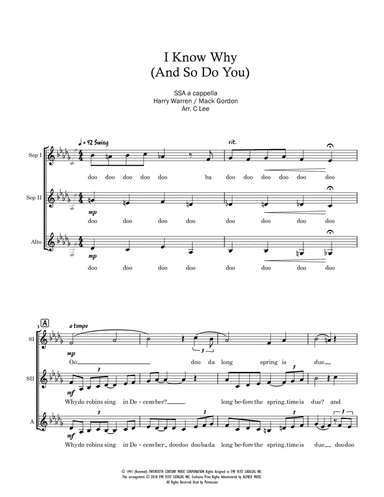 I Know Why (and So Do You) (arr. C Lee)
