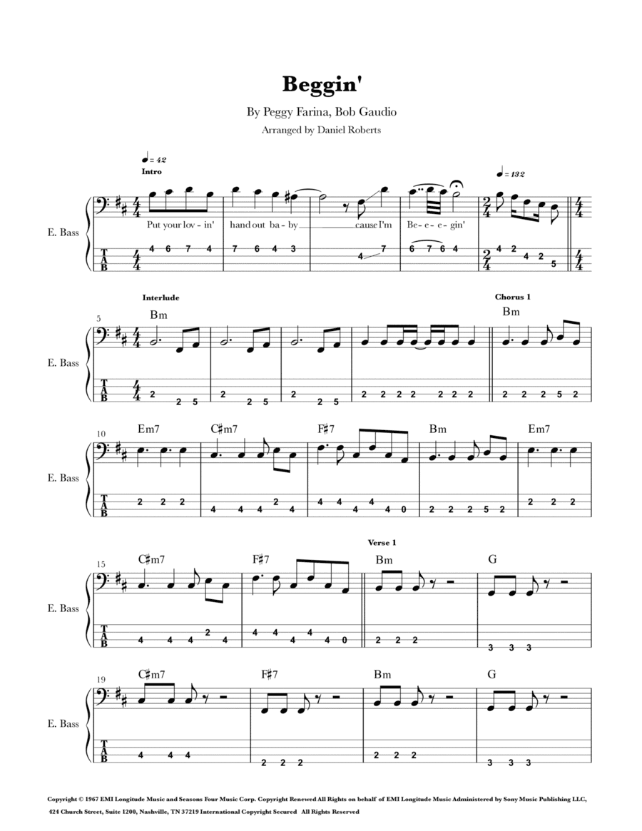 Beggin' (arr. Daniel Roberts)
