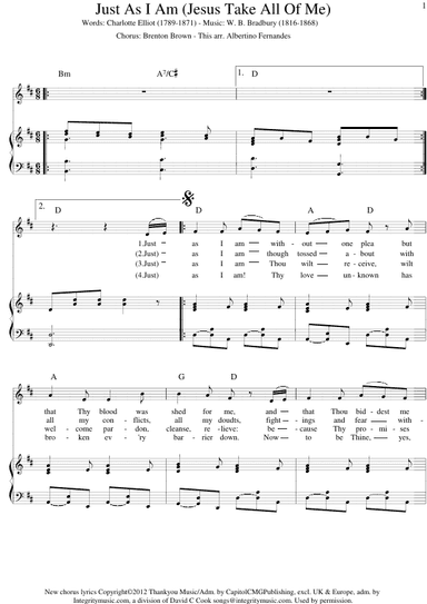 Jesus Take All Of Me (just As I Am) (arr. Albertino Fernandes)