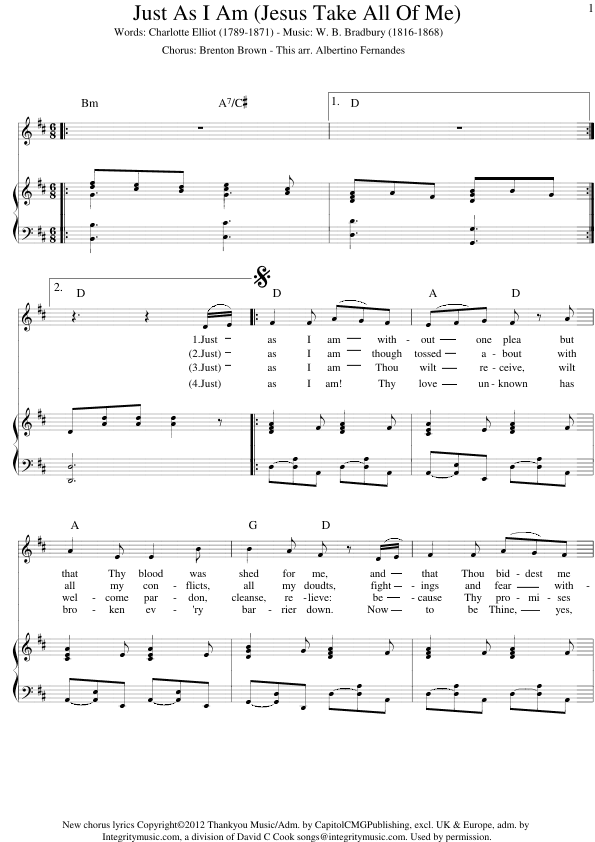Jesus Take All Of Me (just As I Am) (arr. Albertino Fernandes)