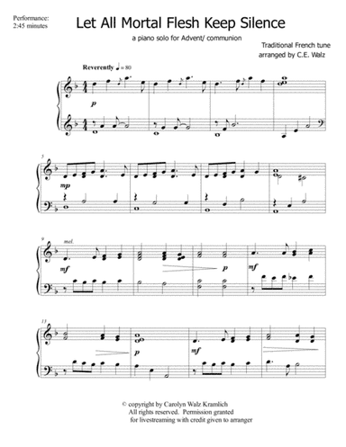Let All Mortal Flesh Keep Silence - a piano solo for Advent or communion (arr. c.e. walz)