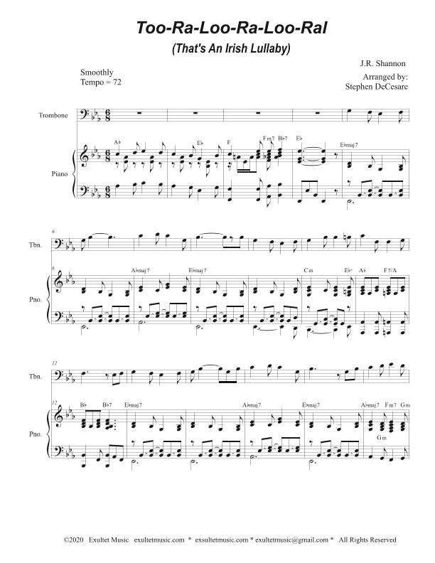 Too-Ra-Loo-Ra-Loo-Ral (That's an Irish Lullaby) (Trombone solo and Piano) (arr. Stephen DeCesare)