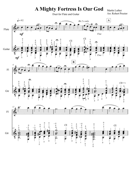 A Mighty Fortress is Our God - Duet for Flute and Guitar (arr. Robert E. Proctor)