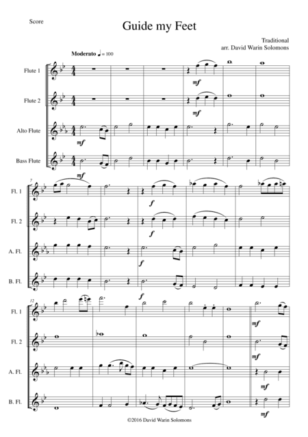 Guide my feet for flute quartet (arr. David Warin Solomons)