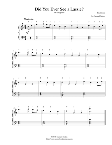 Did You Ever See a Lassie? - for easy piano (arr. Samuel Stokes)