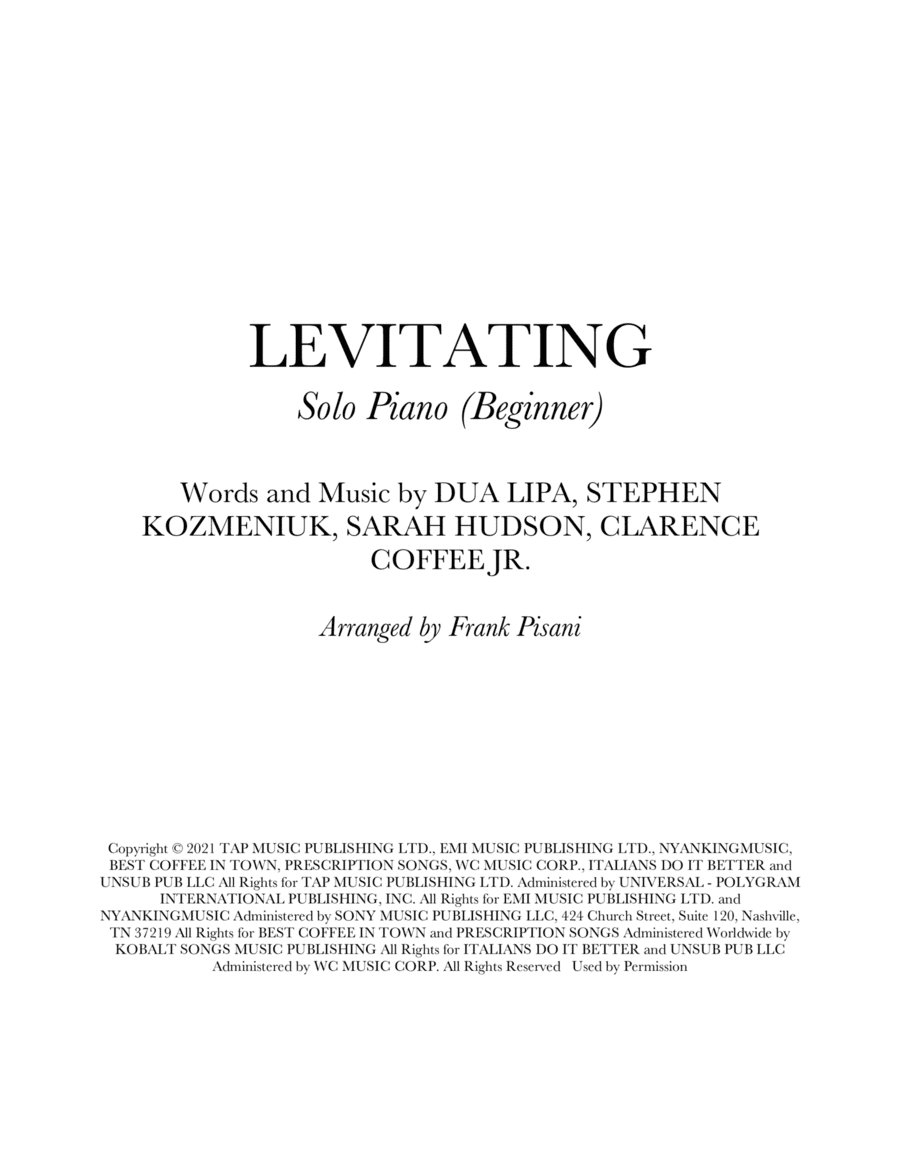 Levitating (arr. Frank Pisani)