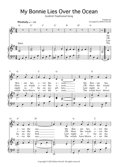 My Bonnie Lies Over the Ocean (Traditional Scottish Song) (arr. Robert Newth)