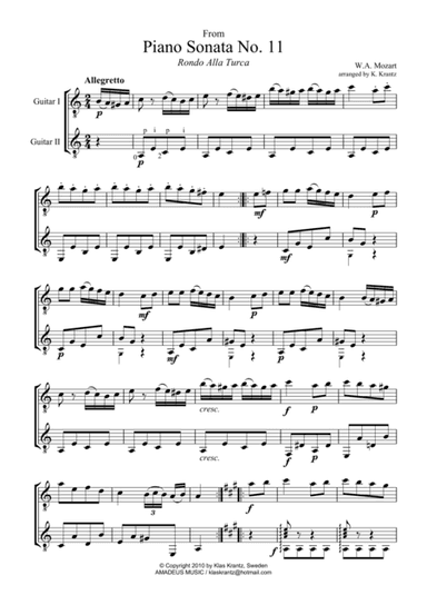 Rondo alla turca for guitar duo (arr. K. Krantz)