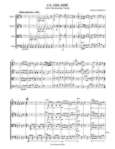 IAN BUTTERWORTH L'il Lisa Jane for string quartet