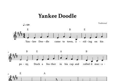 Yankee Doodle - Lead Sheet (E Major - Traditional) (arr. Yuri Noronha)