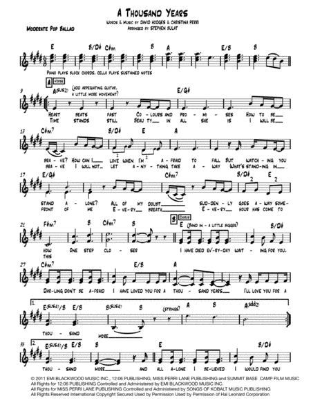 A Thousand Years (arr. Stephen Bulat)