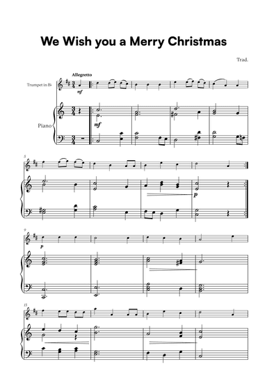 Trad. - We Wish you a Merry Christmas (for Trumpet in Bb and Piano) (arr. Cadenza Editions)