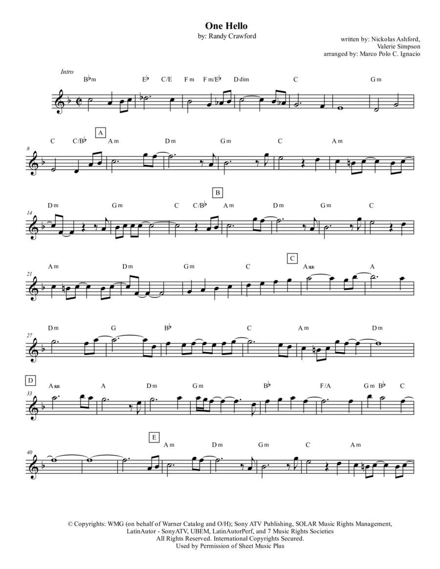 One Hello (arr. Marco Polo C. Ignacio)