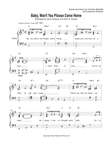Baby, Won't You Please Come Home (arr. David Lee Gingras and John E. Dosher)