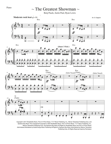 The Greatest Show (arr. D. Gagnon)