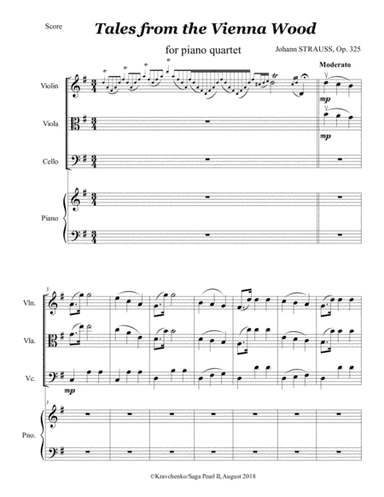 Johann Strauss II - Tales from the Vienna Woods Waltz arr. for piano quartet (score and parts) (arr. Julia Samarska)